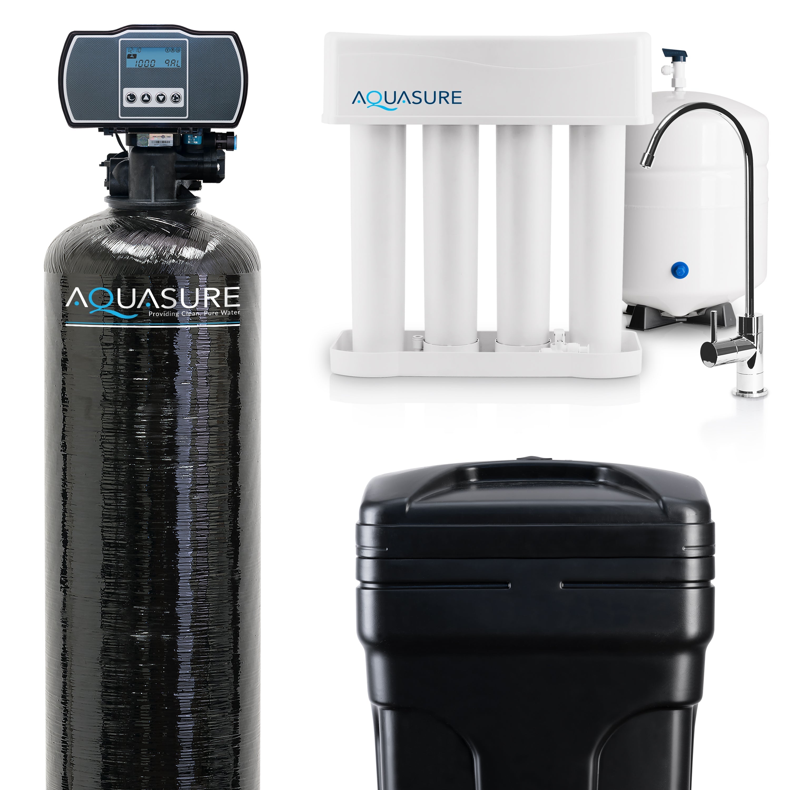 Aquasure Harmony Series | 48,000 Grains Whole House Water Softener & 75 GPD Reverse Osmosis System Bundle - AS-PR75HS48D