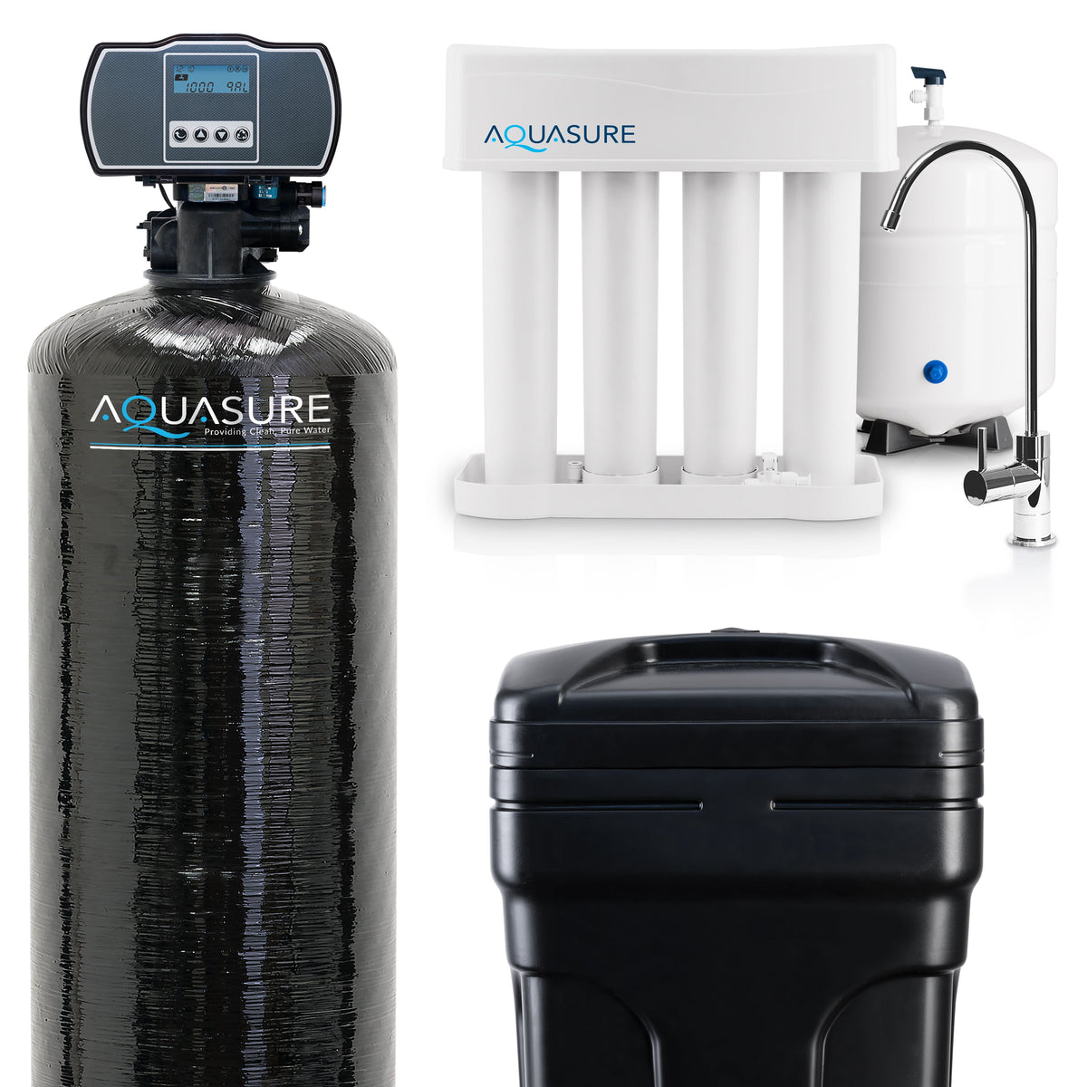 Aquasure Harmony Series | 64,000 Grains Whole House Water Softener & 75 GPD Reverse Osmosis System Bundle - AS-PR75HS64D