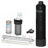 Aquasure Serene Lite Series | 650K Gallons Whole House Salt-Free Water Conditioning/Softening Descaler Bundle with Triple Purpose Filter System and 8 GPM UV De-Activator - AS-SF650U