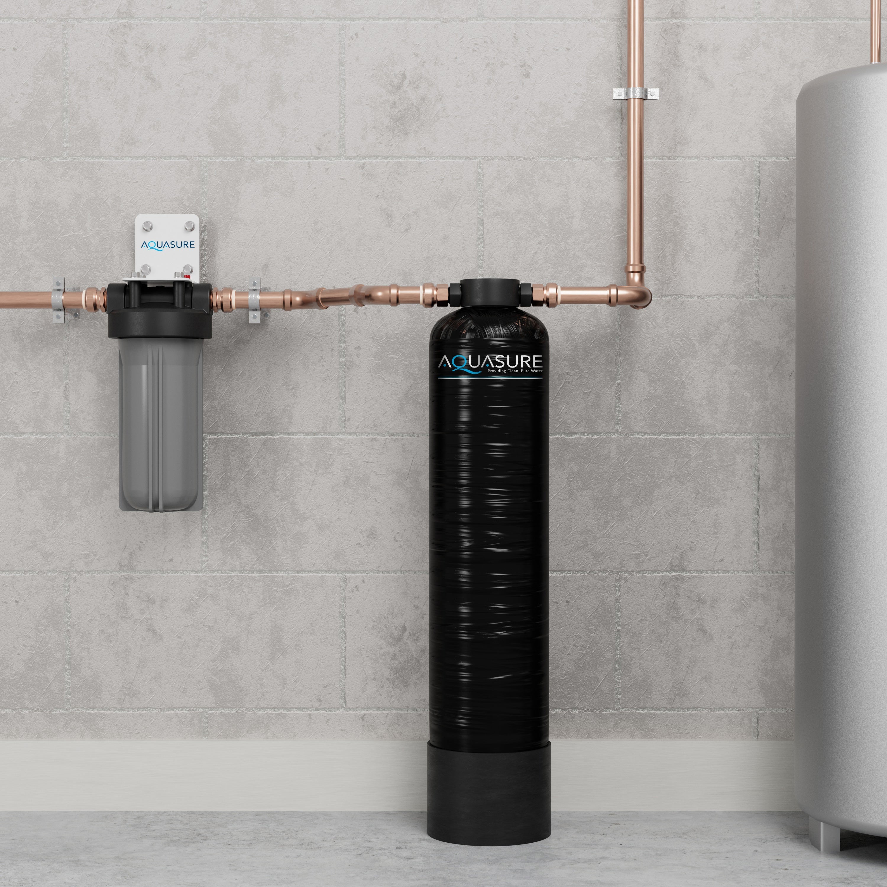 Aquasure Serene Lite Series | 650K Gallons Whole House Salt-Free Water Conditioning/Softening Descaler System with Triple Purpose Filter - AS-SF650
