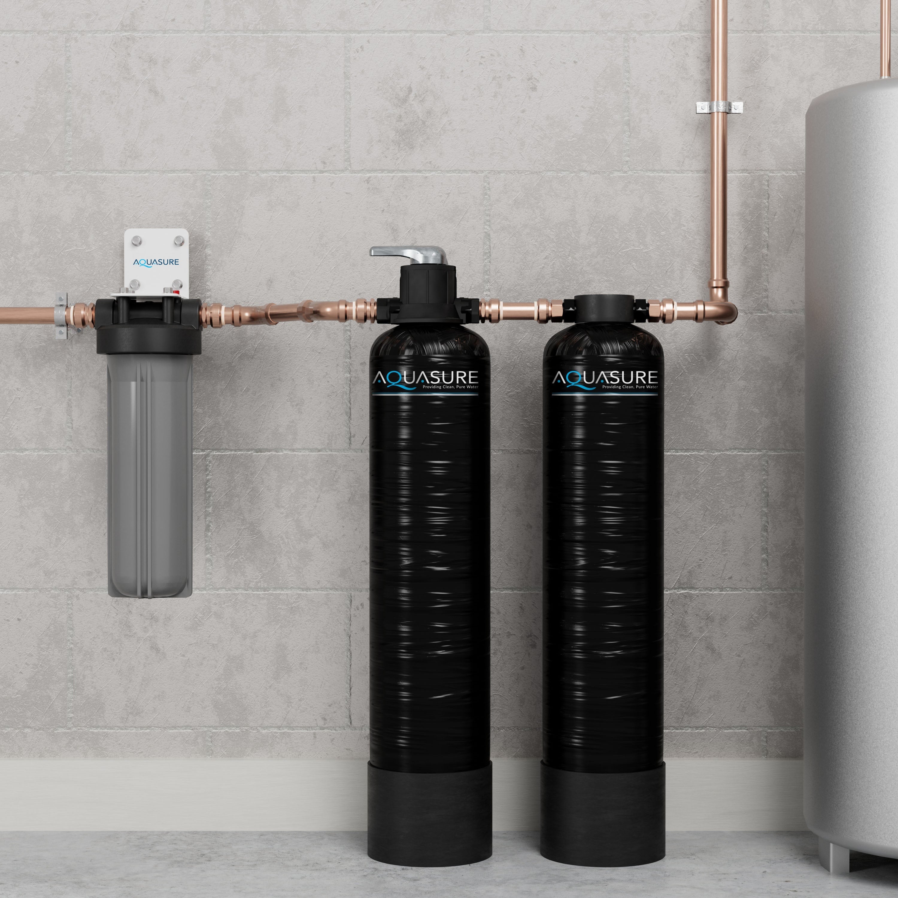 Aquasure Serene Lite Series | 800K Gallons Whole House Salt-Free Conditioning/Softening Descaler Bundle with Water Treatment System and Pleated Sediment Pre-Filter - AS-SF800CK