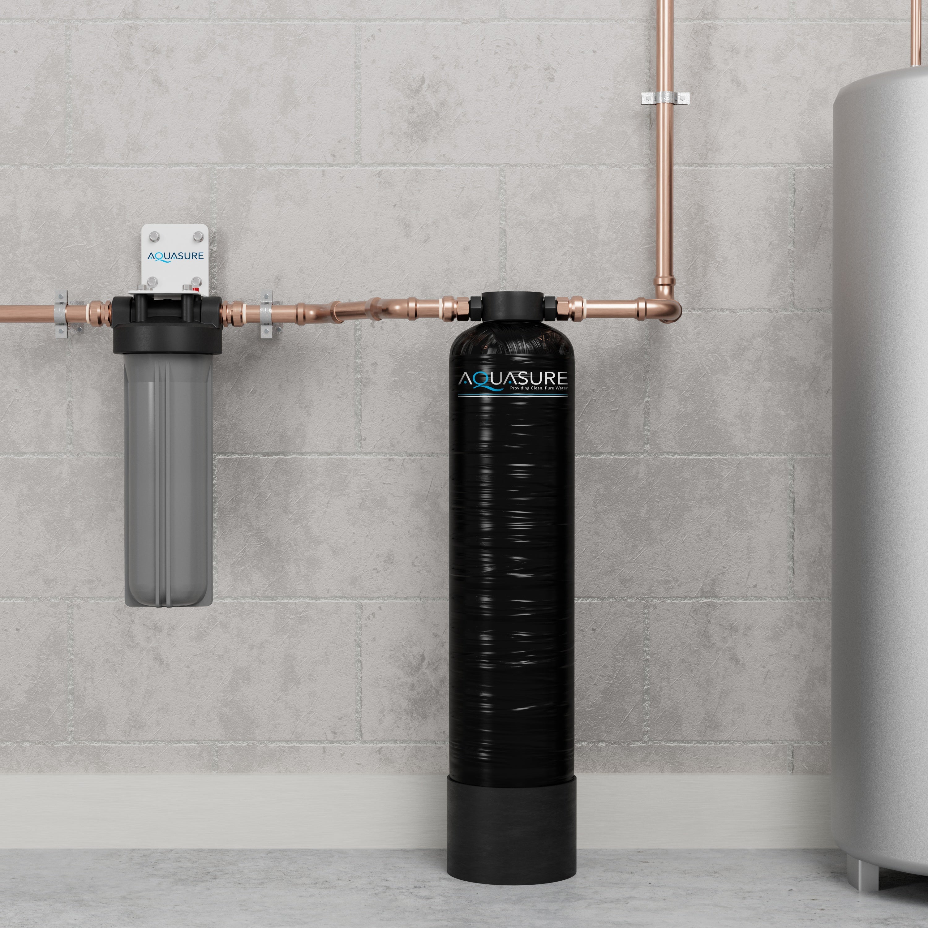 Aquasure Serene Lite Series | 800K Gallons Whole House Salt-Free Water Conditioning/Softening Descaler System with Triple Purpose Filter - AS-SF800