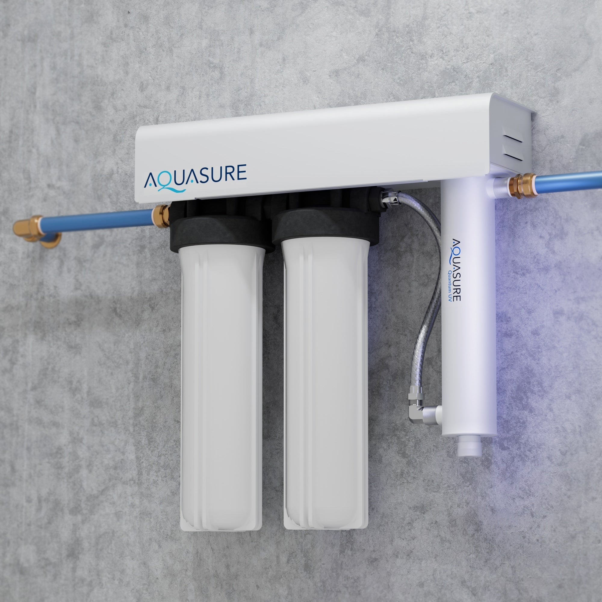 Aquasure Quantum Series | 18 GPM Multi-Stage UV Ultraviolet Light Whole House Water Treatment Filtration System, 48W - AS-WHUV18HO