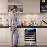 BODEGAcooler 24" 46 Bottles Wine Cooler in Stainless Steel with Wood Shelves - JC-145A-US