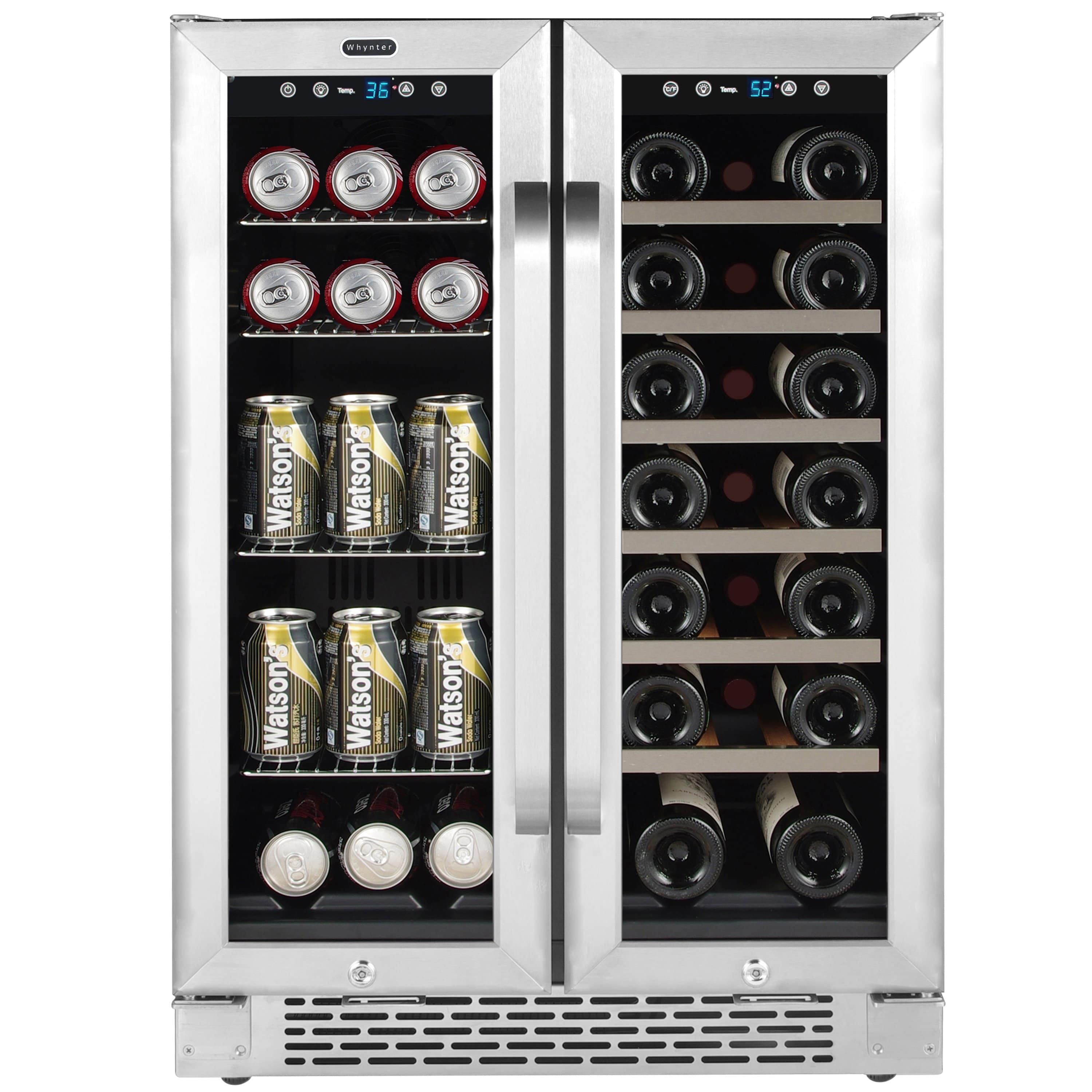 Whynter 24″ Built-In French Door Dual Zone 20 Bottle Wine Refrigerator 60 Can Beverage Center BWB-2060FDS