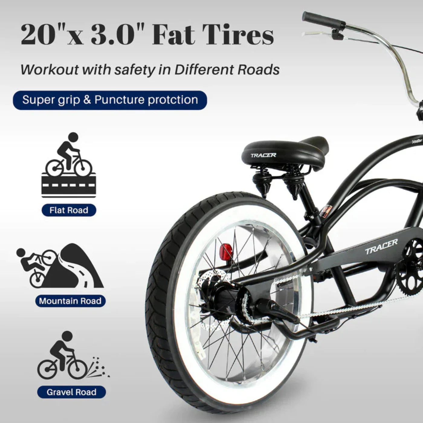 Tracer 20" Master 3i 3-Speed Chopper Style Cruiser Bike - MB-MASTER 3I DS-MBK