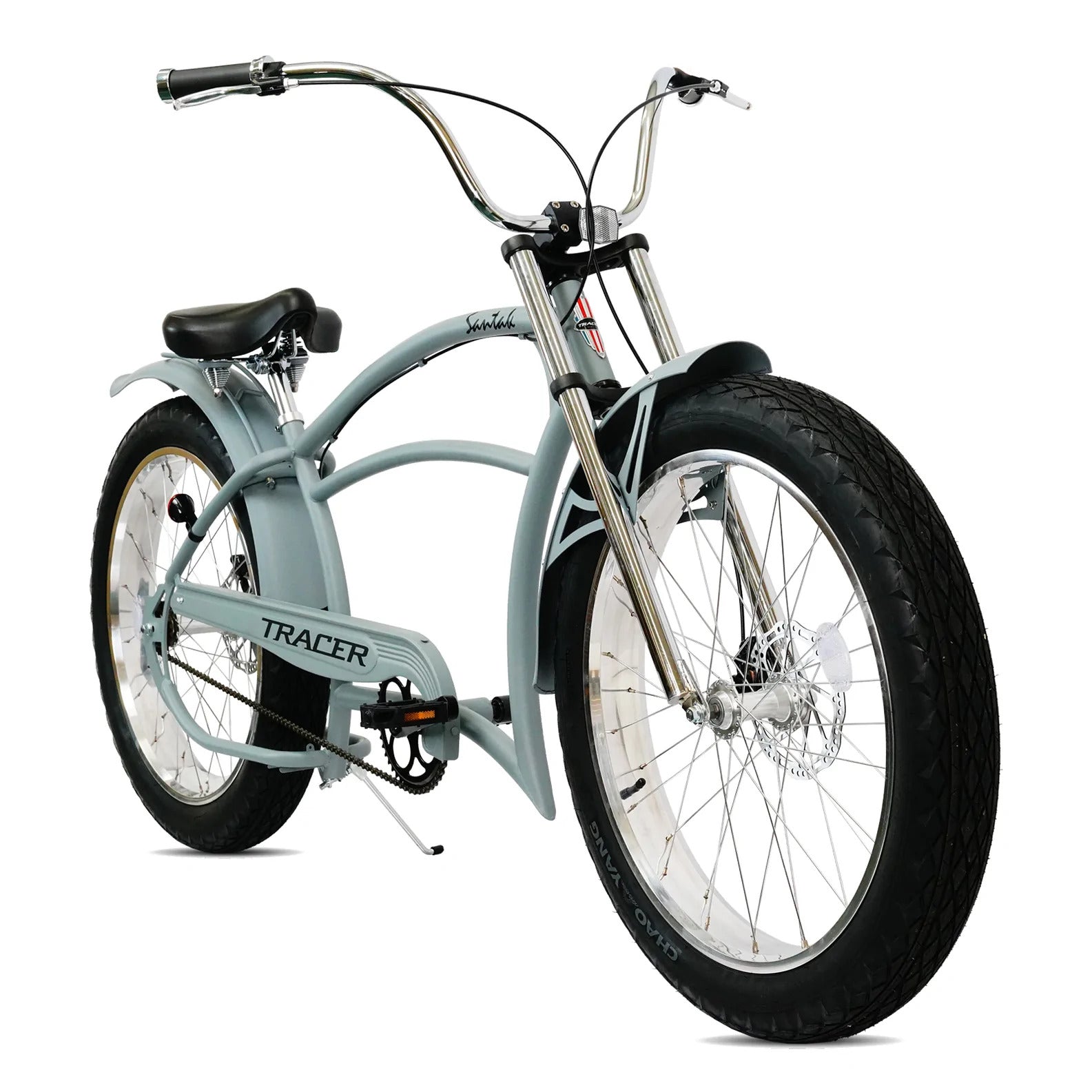 Tracer 26" Santak GT Chopper Stretch Cruiser 1-Speed Fat Tire Bike - MB-SANTAK-BL