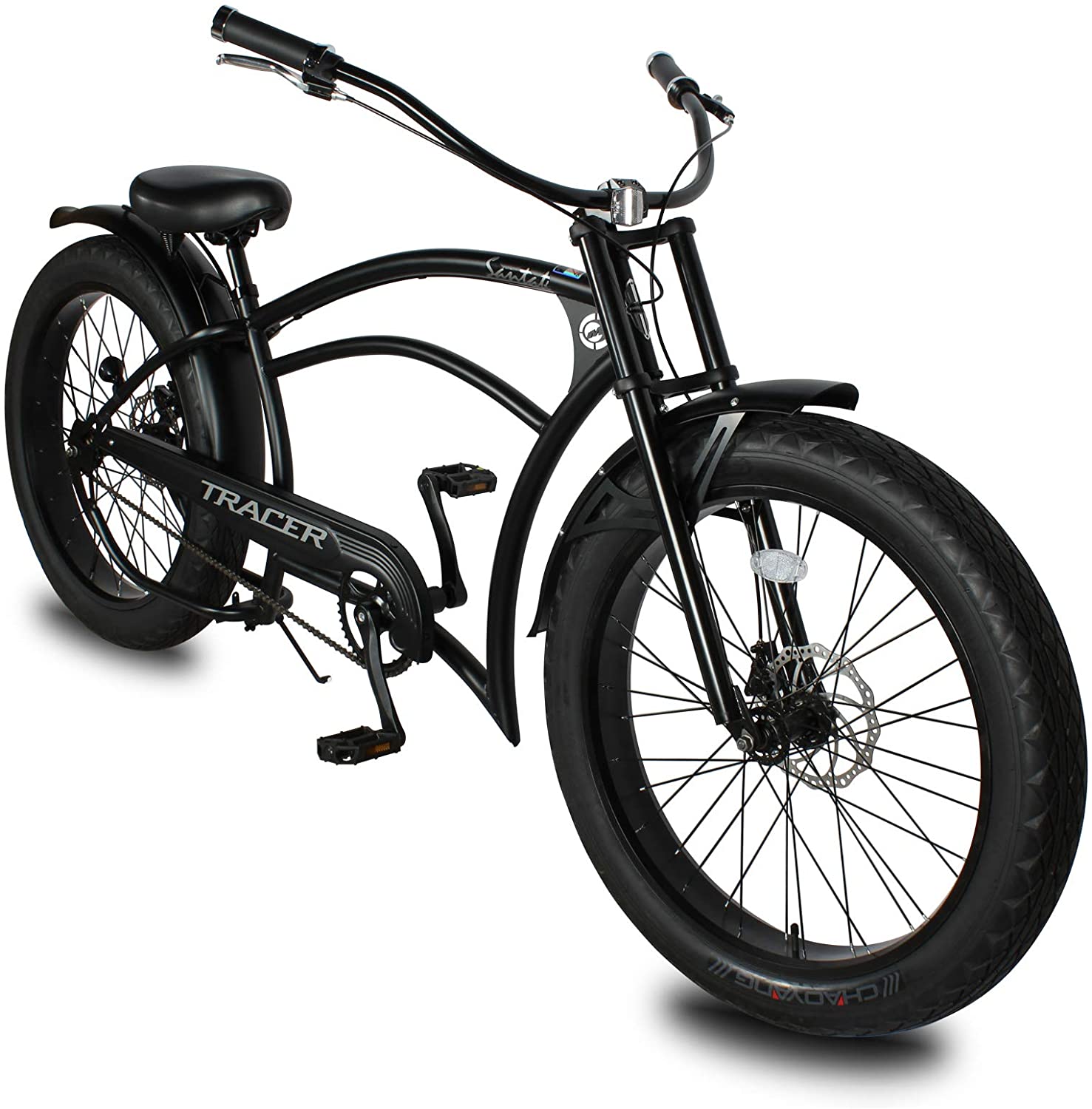 Tracer 26" Santak GT Chopper Stretch Cruiser 1-Speed Fat Tire Bike - MB-SANTAK-BL
