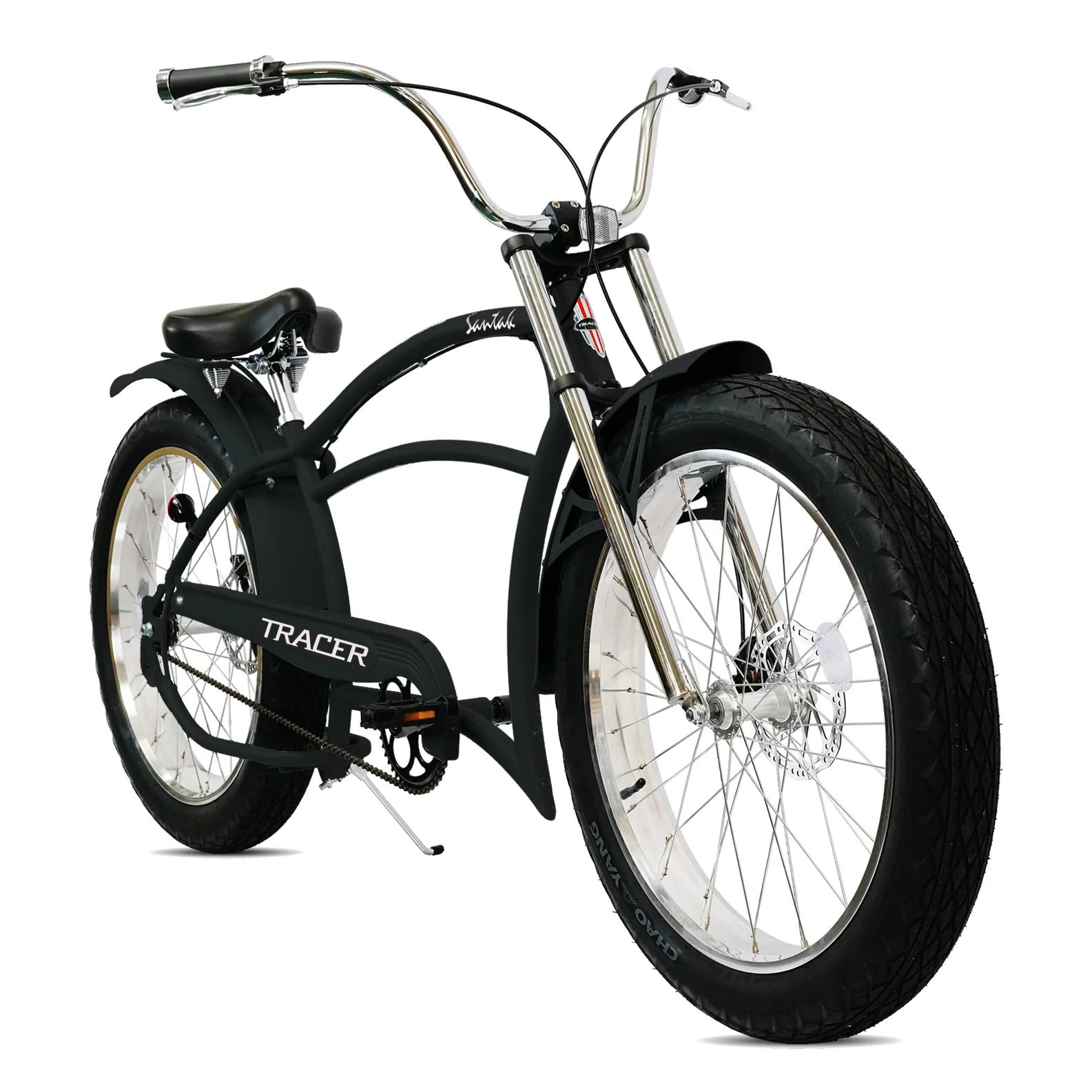 Tracer 26" Santak GT Chopper Stretch Cruiser 1-Speed Fat Tire Bike - MB-SANTAK-BL