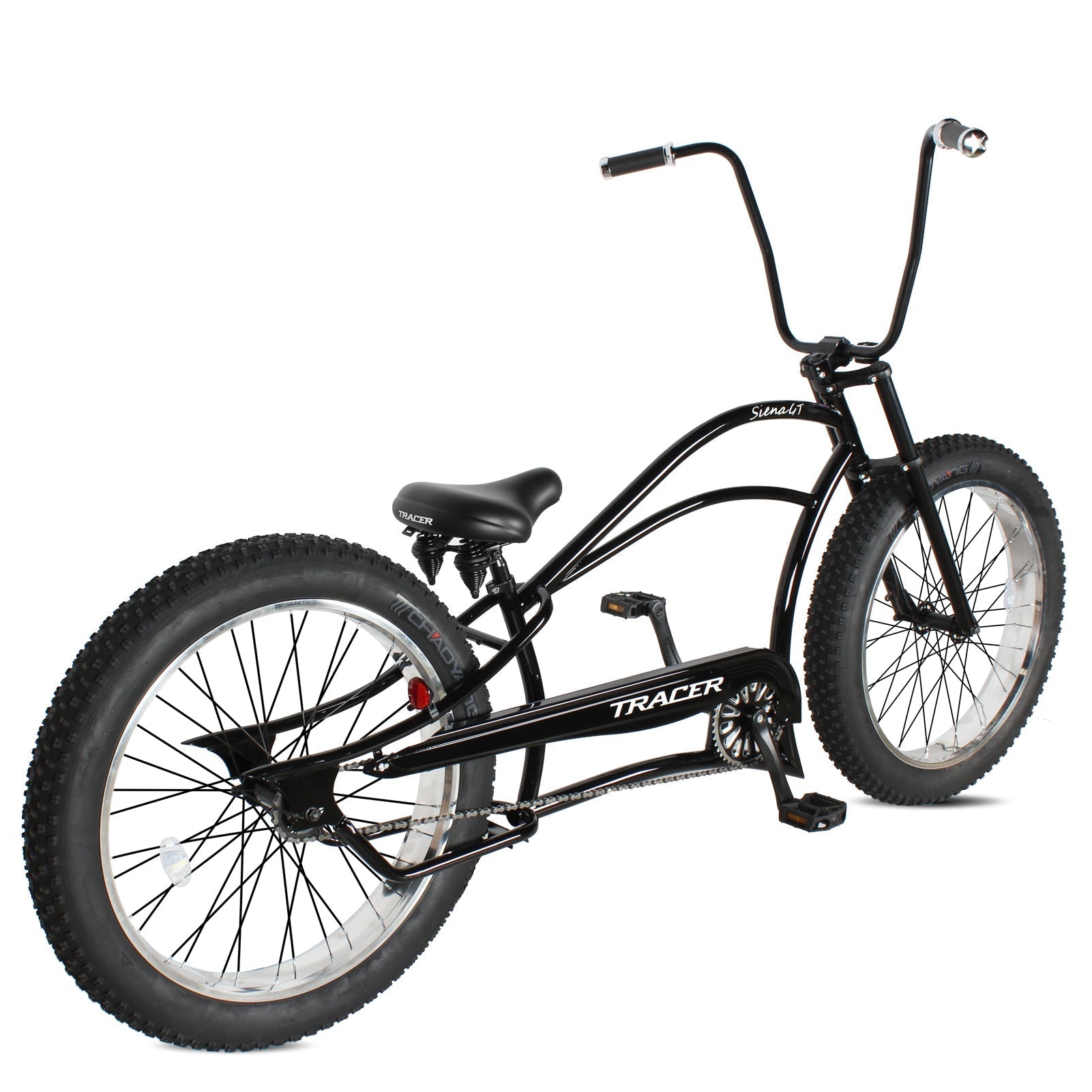 Tracer 26" Siena GT Chopper Stretch Cruiser Fat Tire Oversized Frame Bike - MB-SIENA GT-BK/PLS