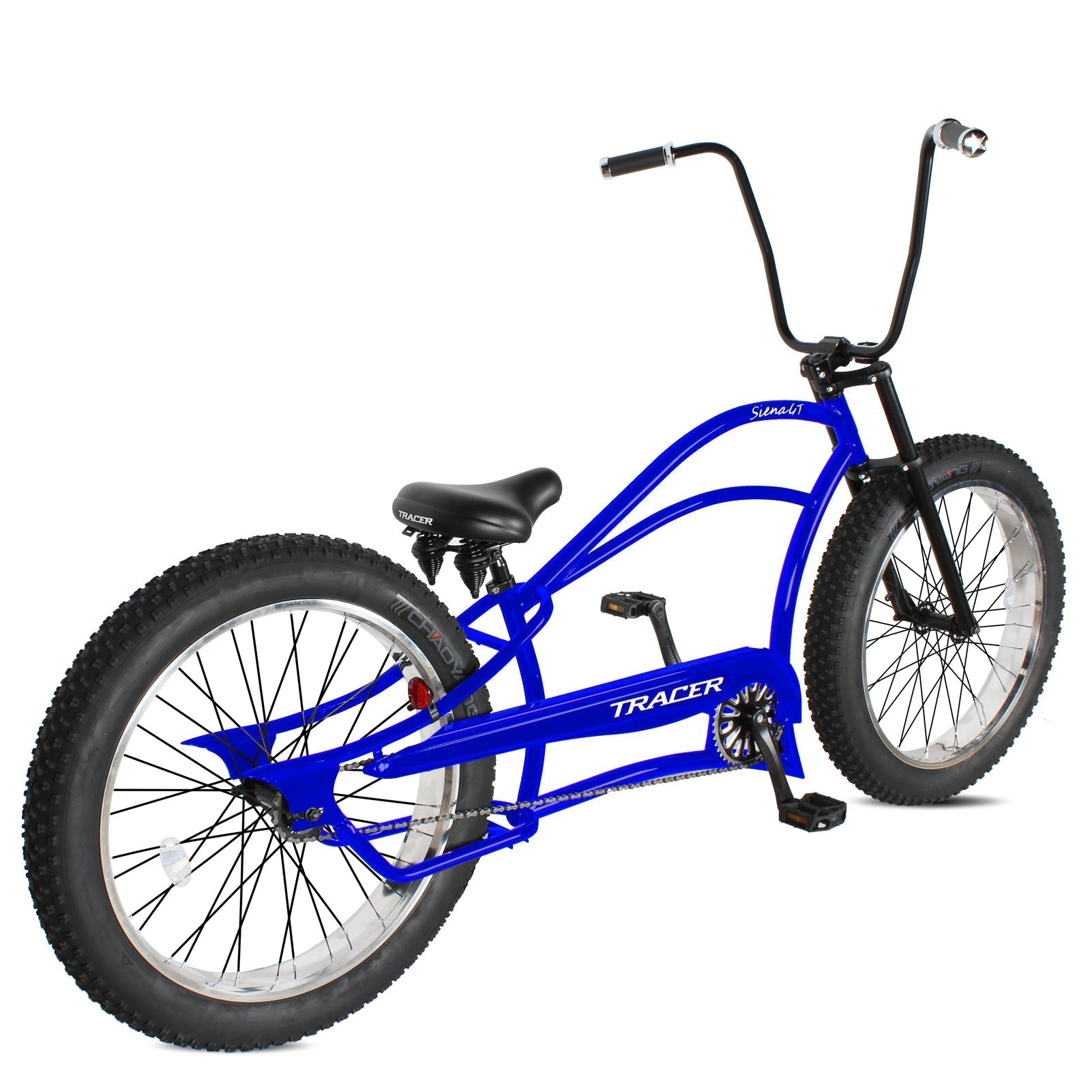 Tracer 26" Siena GT Chopper Stretch Cruiser Fat Tire Oversized Frame Bike - MB-SIENA GT-BK/PLS