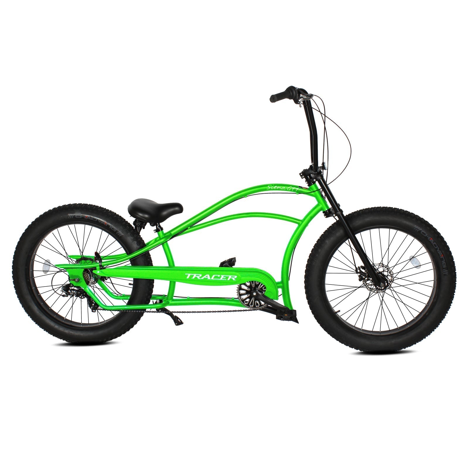 Tracer 26" Siena GT Chopper Stretch Cruiser Fat Tire Oversized Frame Bike - MB-SIENA GT-BK/PLS
