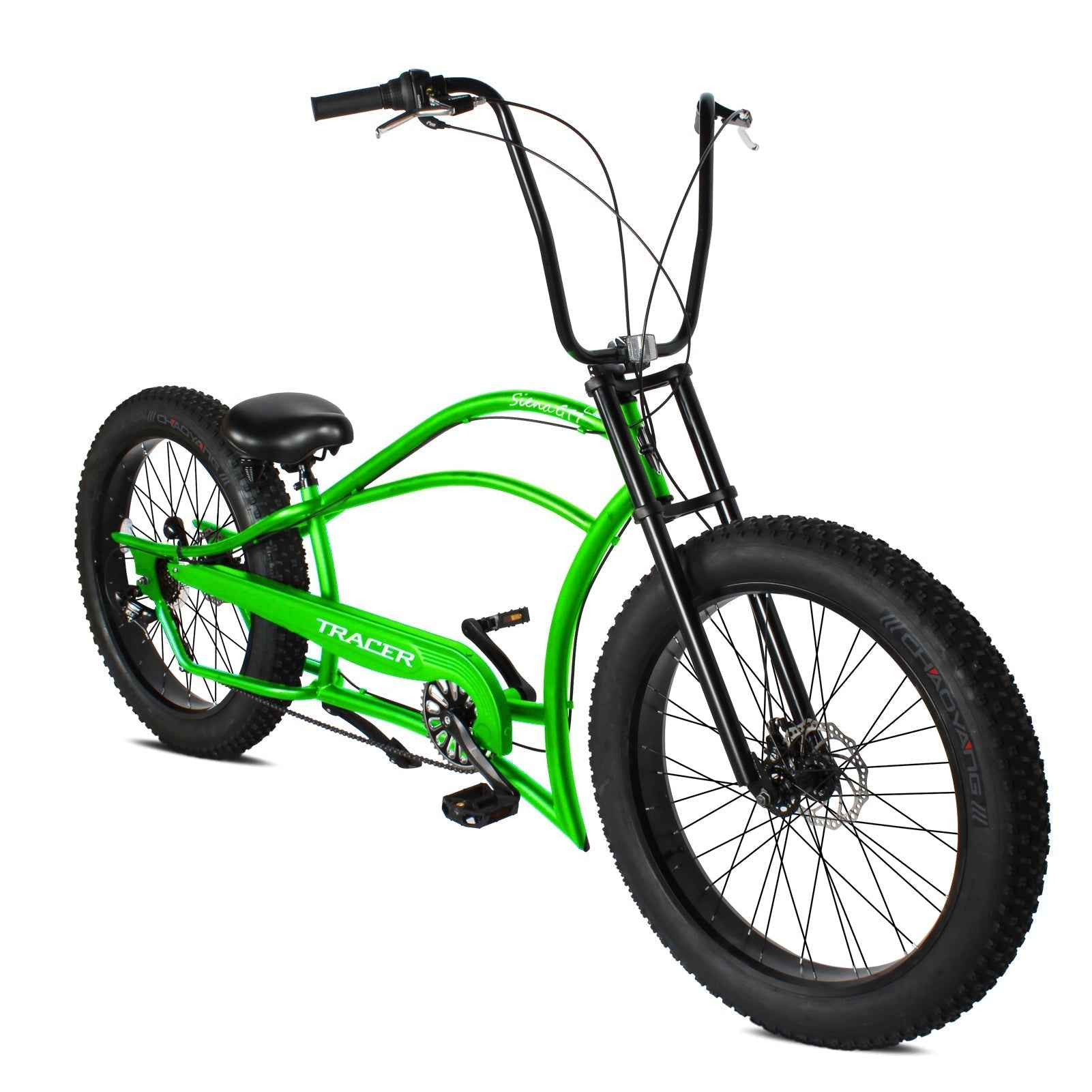 Tracer 26" Siena GT Chopper Stretch Cruiser Fat Tire Oversized Frame Bike - MB-SIENA GT-BK/PLS