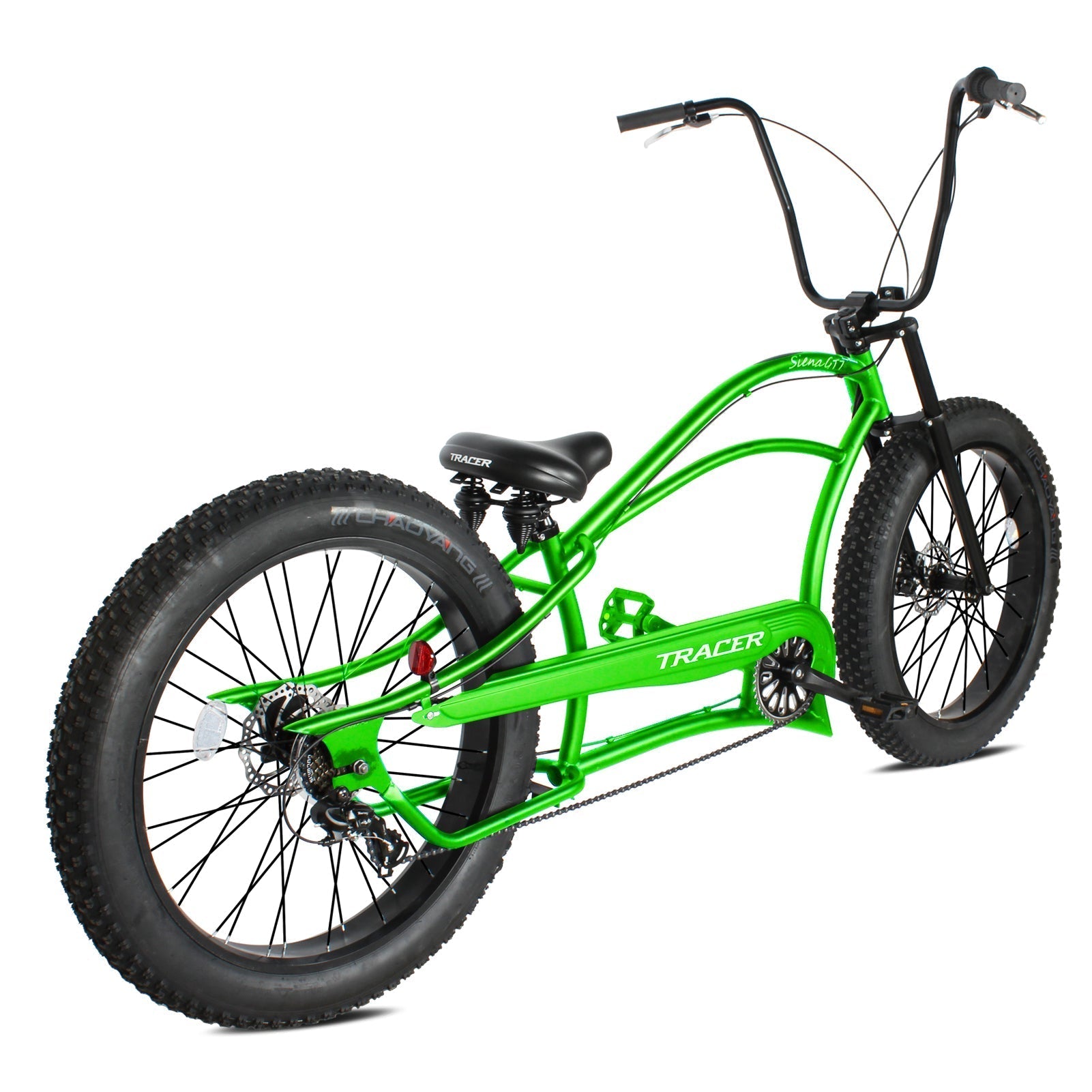 Tracer 26" Siena GT Chopper Stretch Cruiser Fat Tire Oversized Frame Bike - MB-SIENA GT-BK/PLS