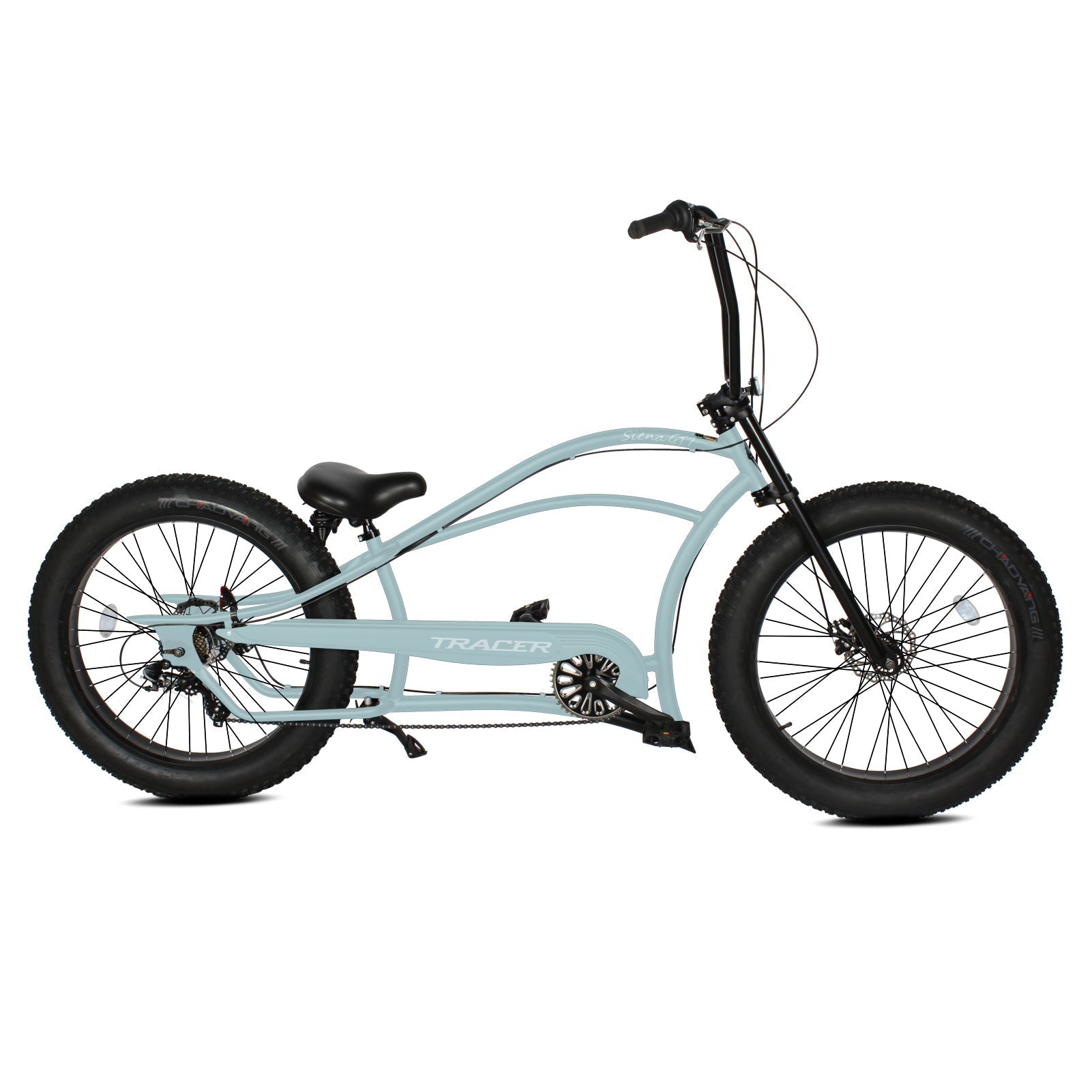 Tracer 26" Siena GT Chopper Stretch Cruiser Fat Tire Oversized Frame Bike - MB-SIENA GT-BK/PLS