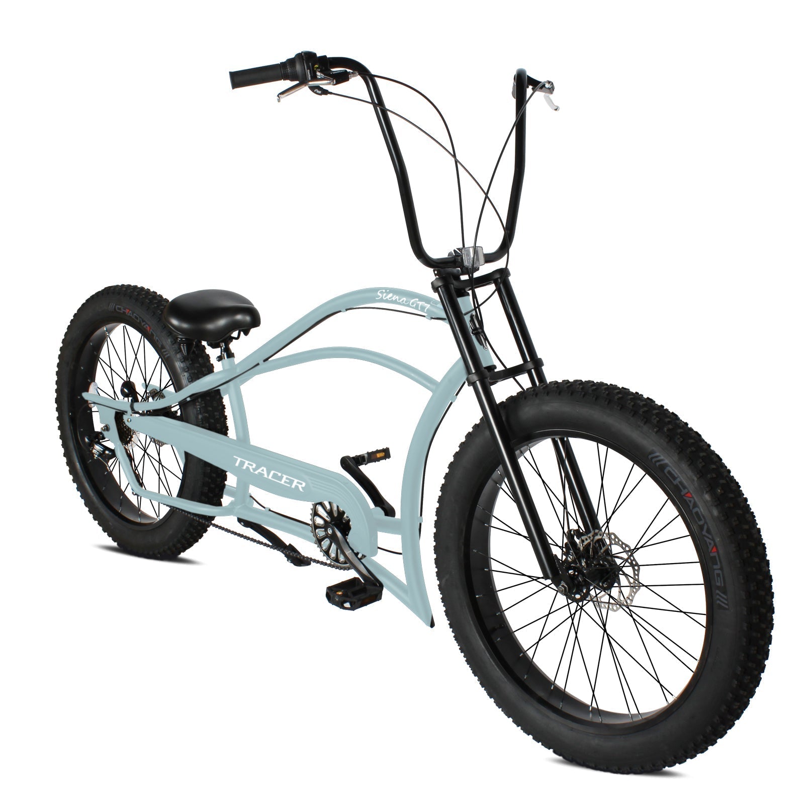 Tracer 26" Siena GT Chopper Stretch Cruiser Fat Tire Oversized Frame Bike - MB-SIENA GT-BK/PLS