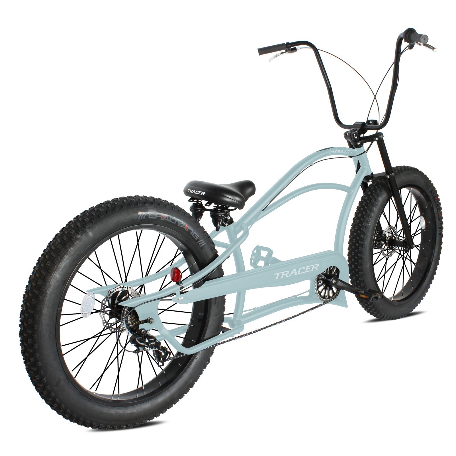 Tracer 26" Siena GT Chopper Stretch Cruiser Fat Tire Oversized Frame Bike - MB-SIENA GT-BK/PLS