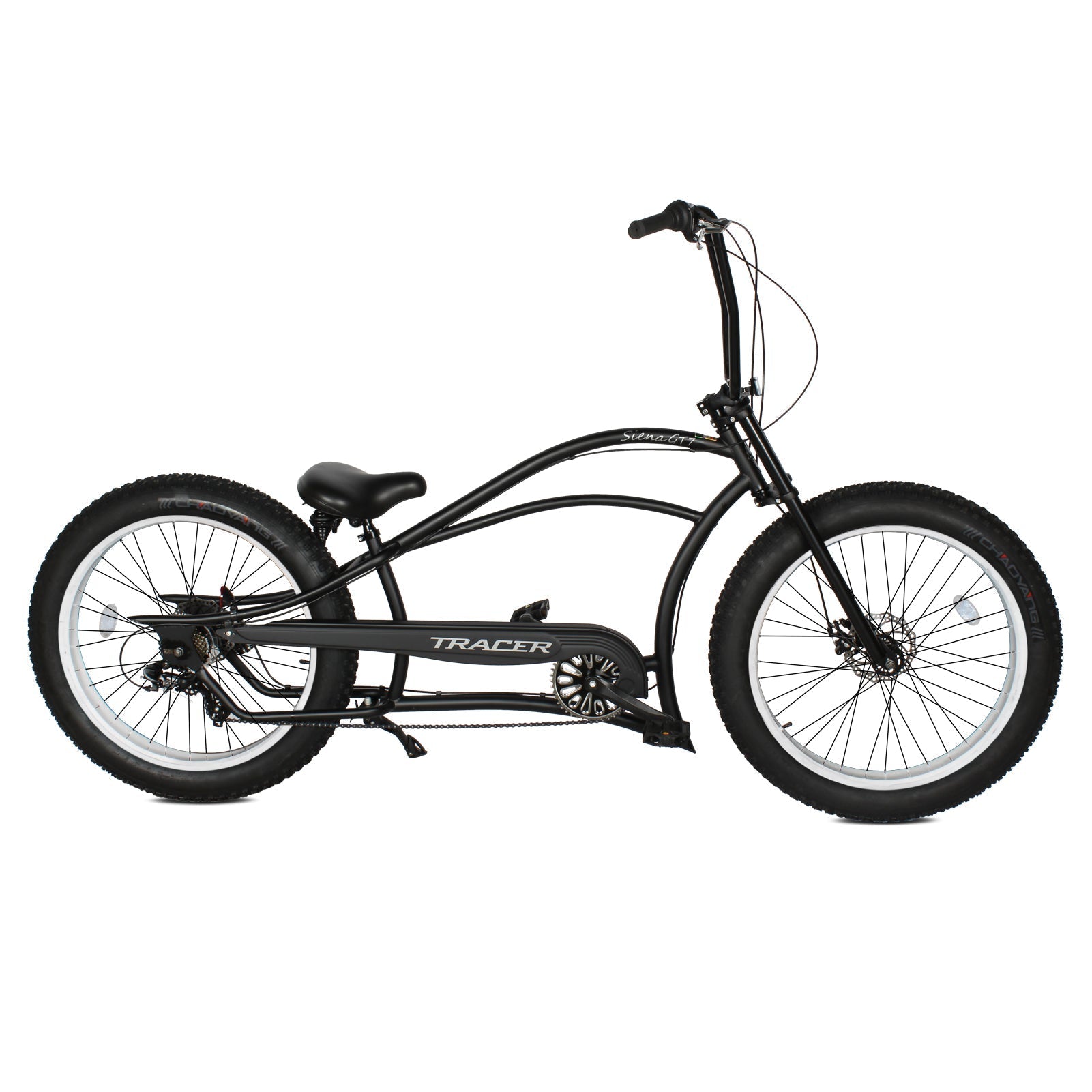 Tracer 26" Siena GT Chopper Stretch Cruiser Fat Tire Oversized Frame Bike - MB-SIENA GT-BK/PLS