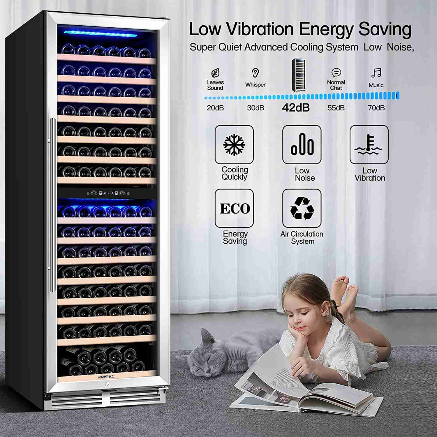 BODEGAcooler 24" Free Standing 174 Bottles Wine Cooler Dual Zone - JC-428B