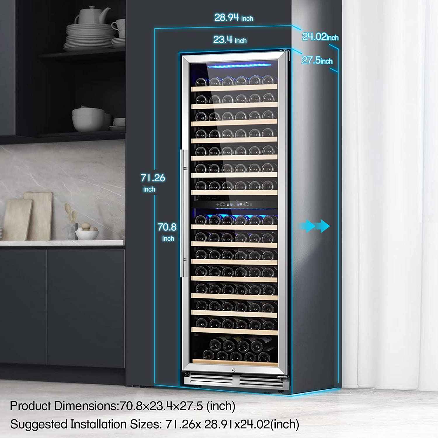 BODEGAcooler 24" Free Standing 174 Bottles Wine Cooler Dual Zone - JC-428B