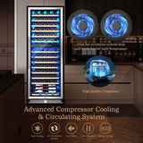 BODEGA AAOBOSI 24" Free Standing 154 Bottles Wine Cooler in Stainless Steel with Wood Shelves - YC-408B