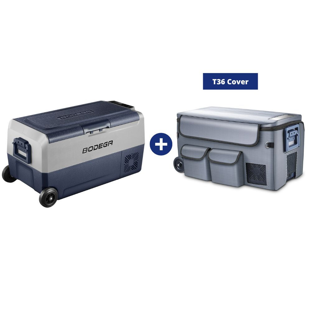 BODEGAcooler 38qt/36L T36 Dual Zone 12V Portable Car Fridge - T36+T36 Cover