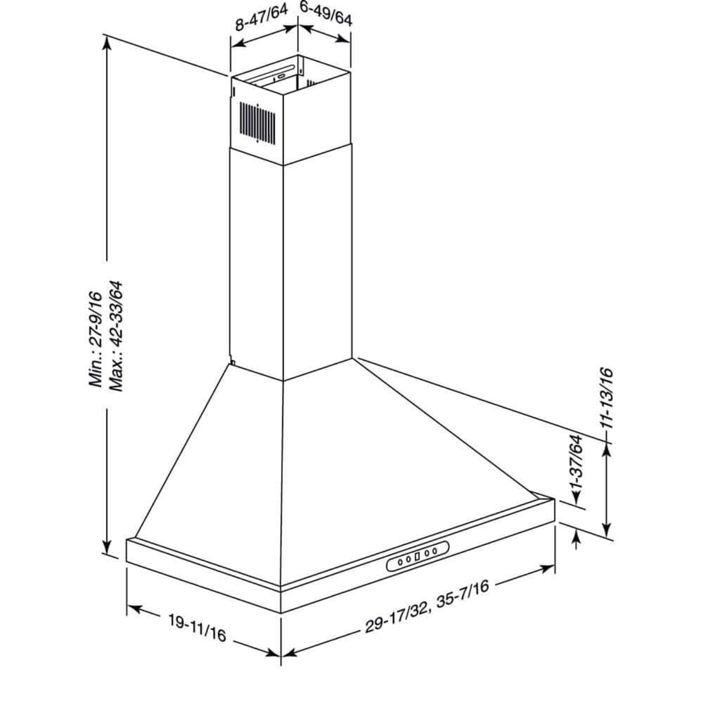 Broan Elite EWP1 Series Chimney Range Hood With Size Options - EWP1