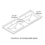 Blossom Ceramic Basin 48″ X 18″ Top-Mount Rectangular Double Three holes – 8” Spread – C04 4818 DTH - Backyard Provider
