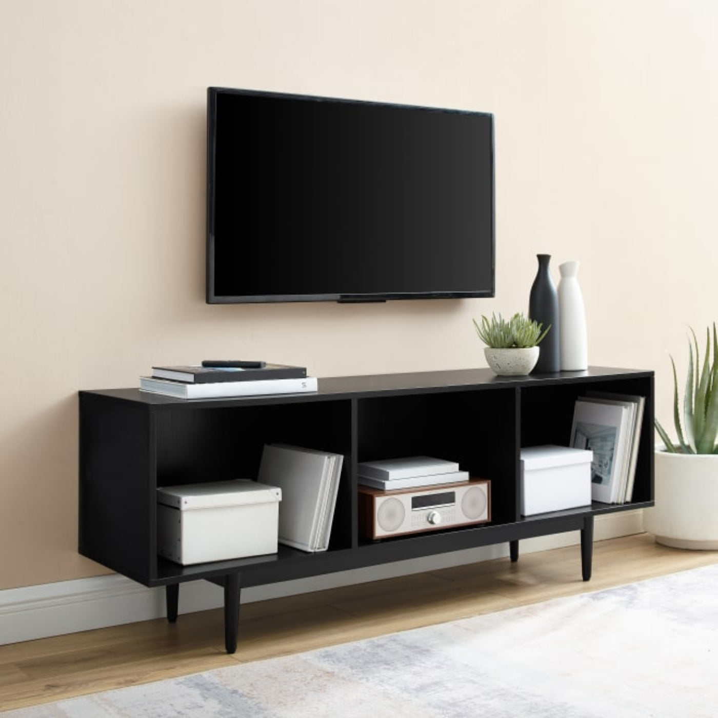 Crosley Liam 60 Inch Large Record Storage Console Cabinet - CF1115