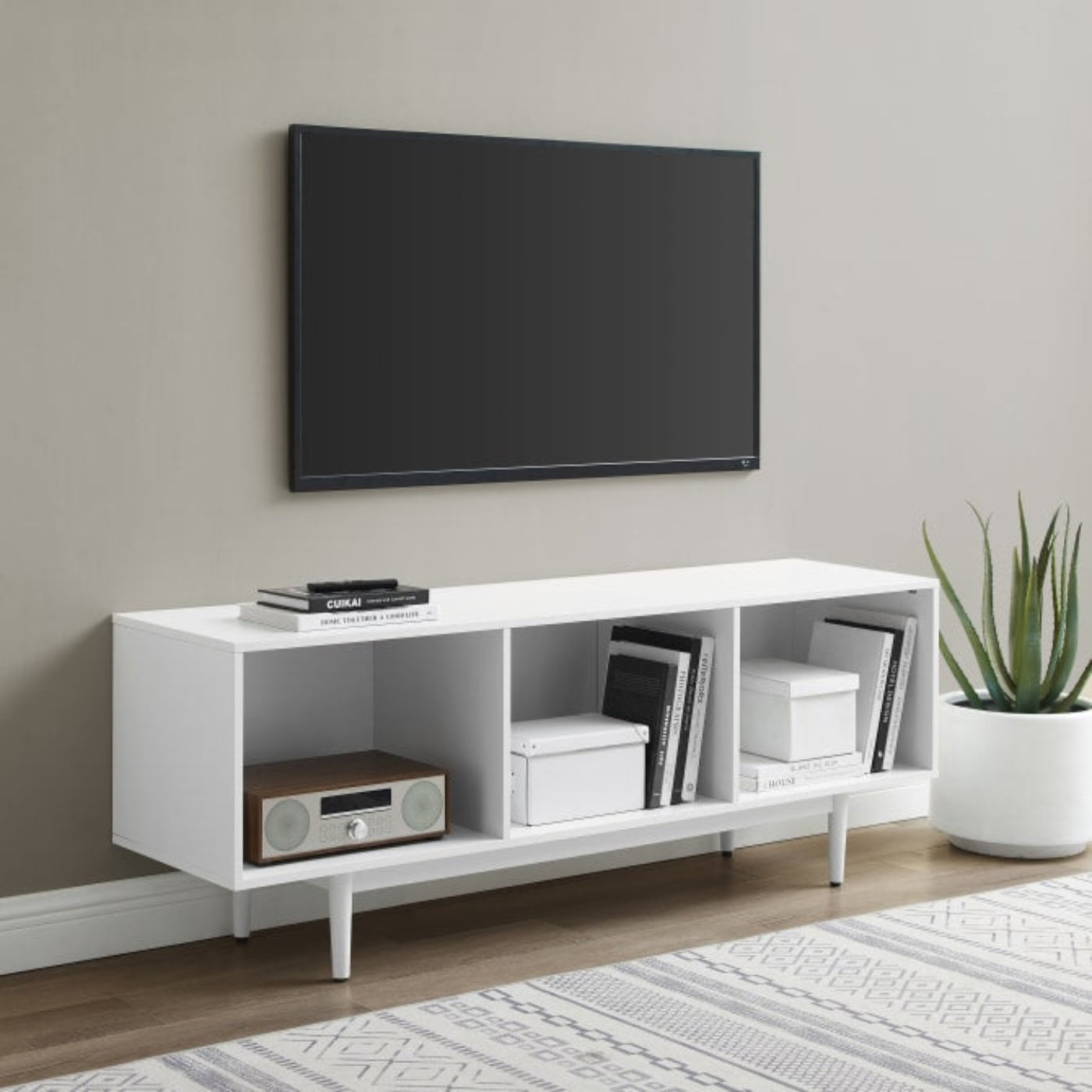 Crosley Liam 60 Inch Large Record Storage Console Cabinet - CF1115
