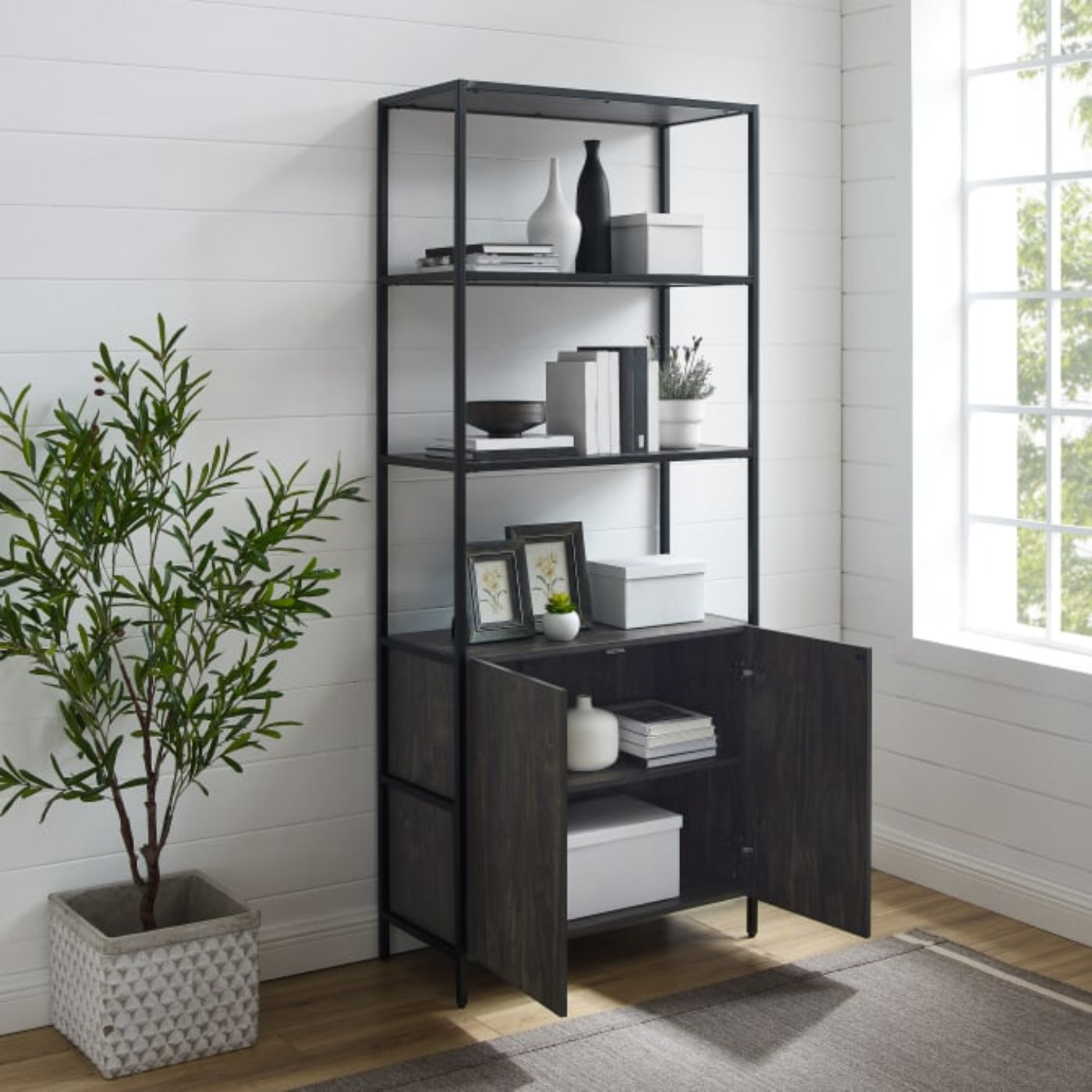 Crosley Jacobsen 34 Inch Large Etagere Brown-Ash - CF1317-BR