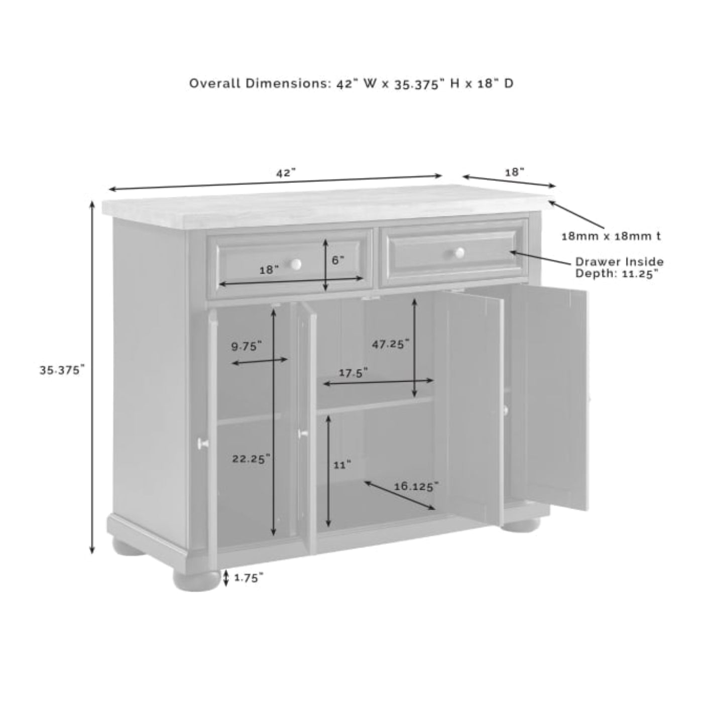 Crosley Madison Kitchen Island/Cart - CF3021-EM