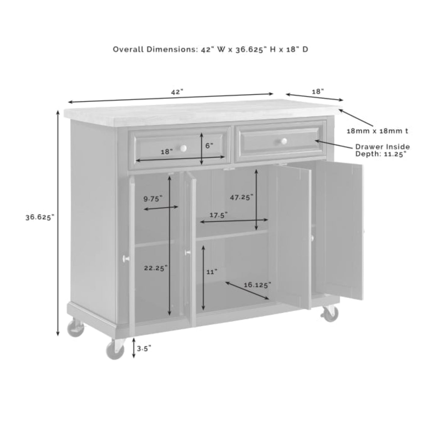 Crosley Madison Kitchen Island/Cart - CF3021-EM