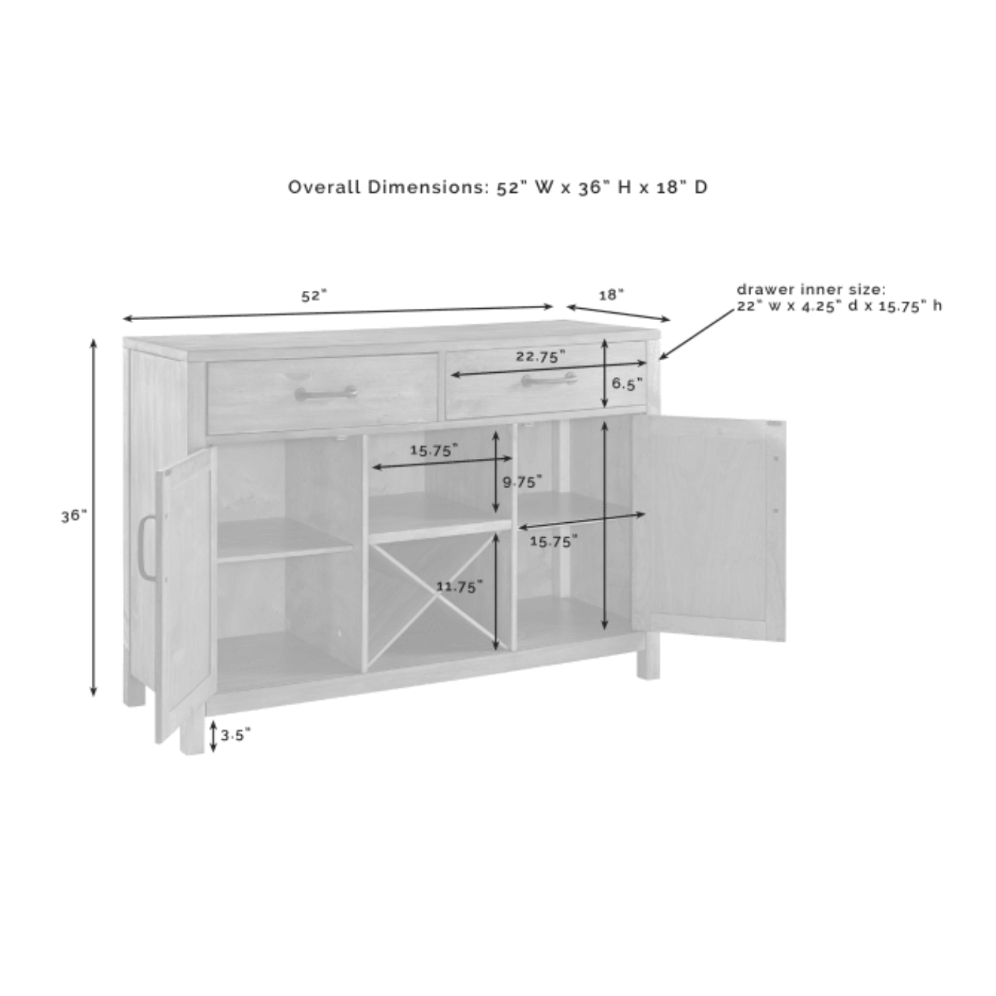 Crosley Roots 52 Inch Sideboard - CF4202