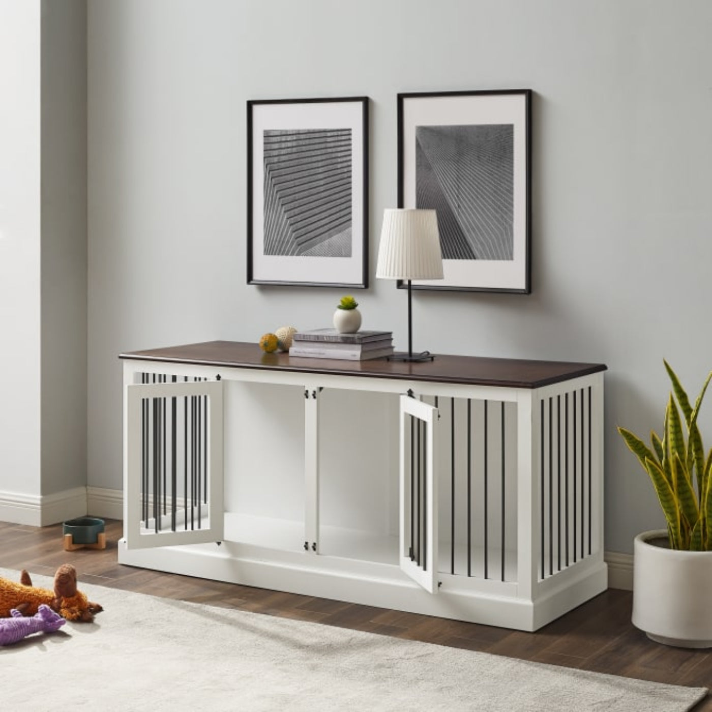 Crosley Winslow Medium Credenza Pet Crate - CF4501-WH