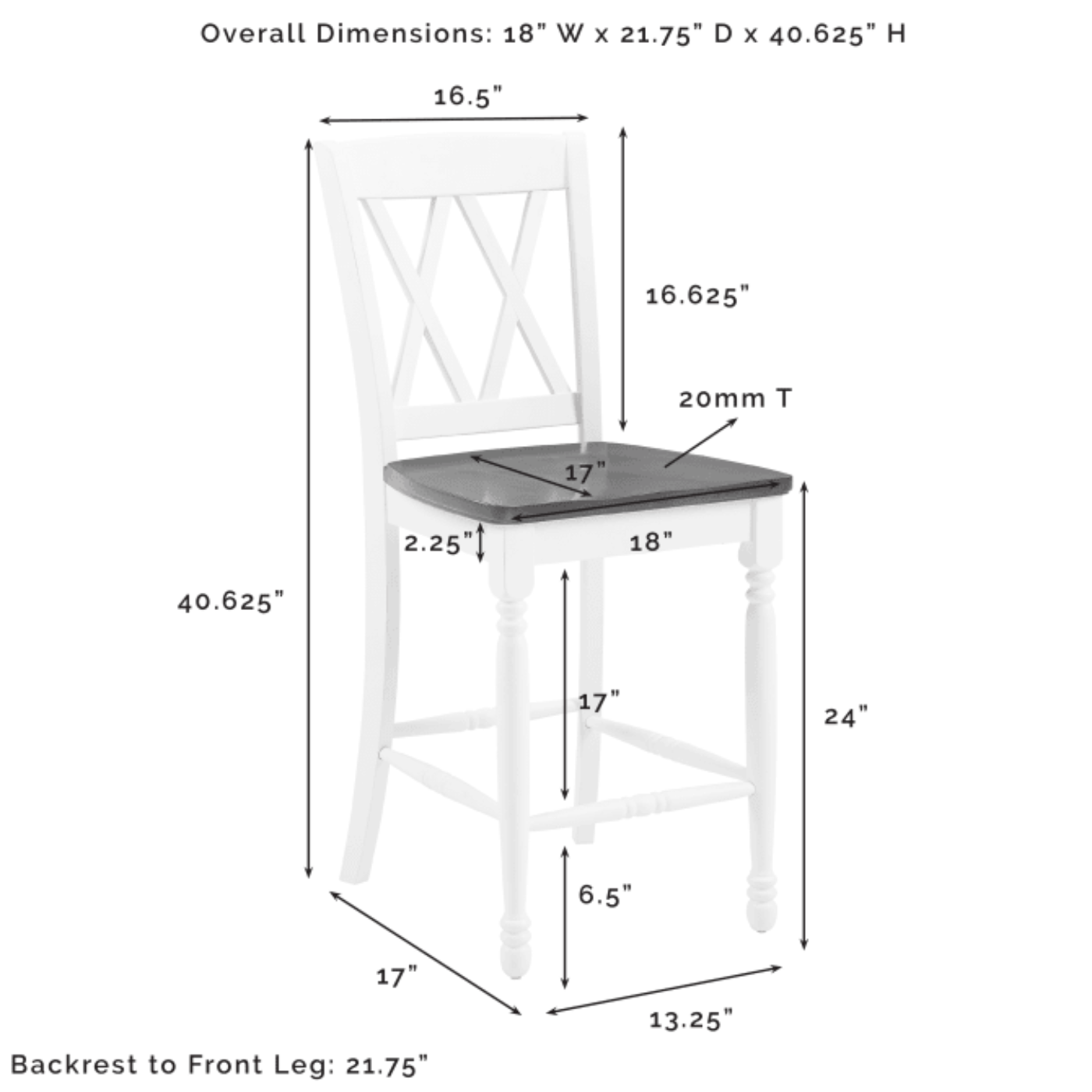 Crosley Shelby 18 Inch 2pc Counter Stool Set Distressed-White - CF501024-WH