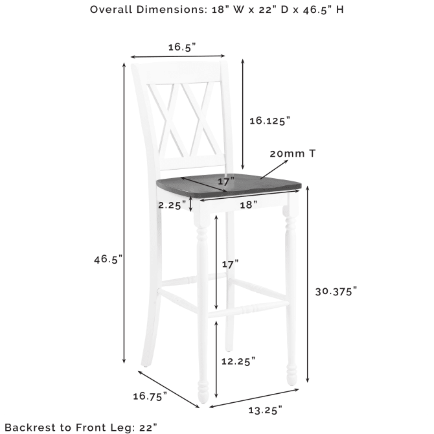 Crosley Shelby 18 Inch 2pc Bar Stool Set - CF501030-WH