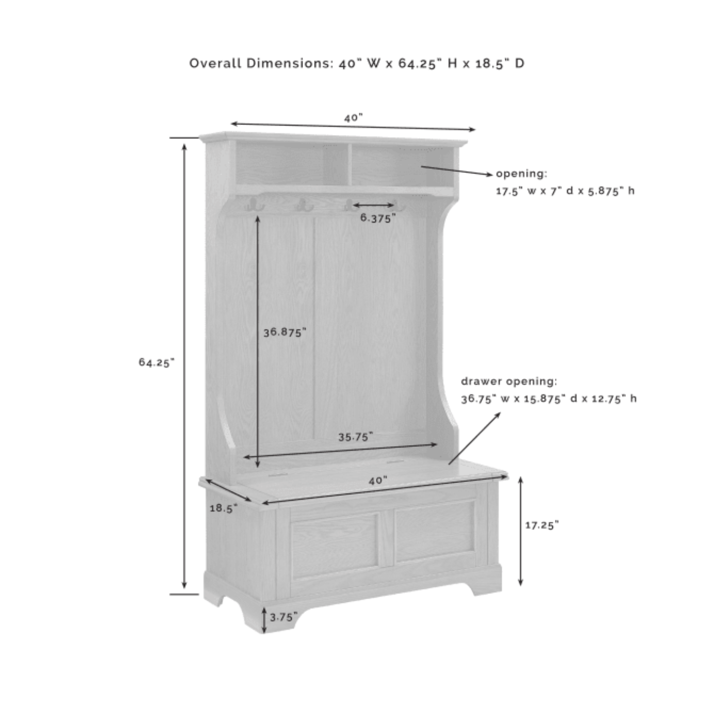 Crosley Campbell 40 Inch Hall Tree - CF6005
