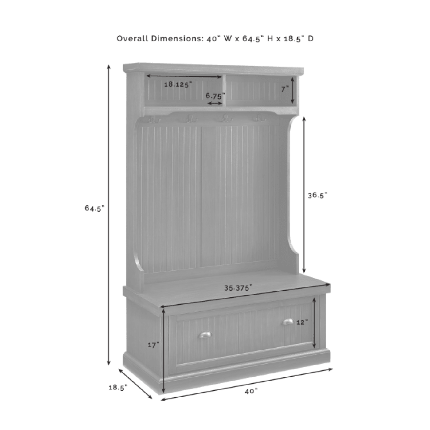 Crosley Seaside 40 Inch Hall Tree - CF6006