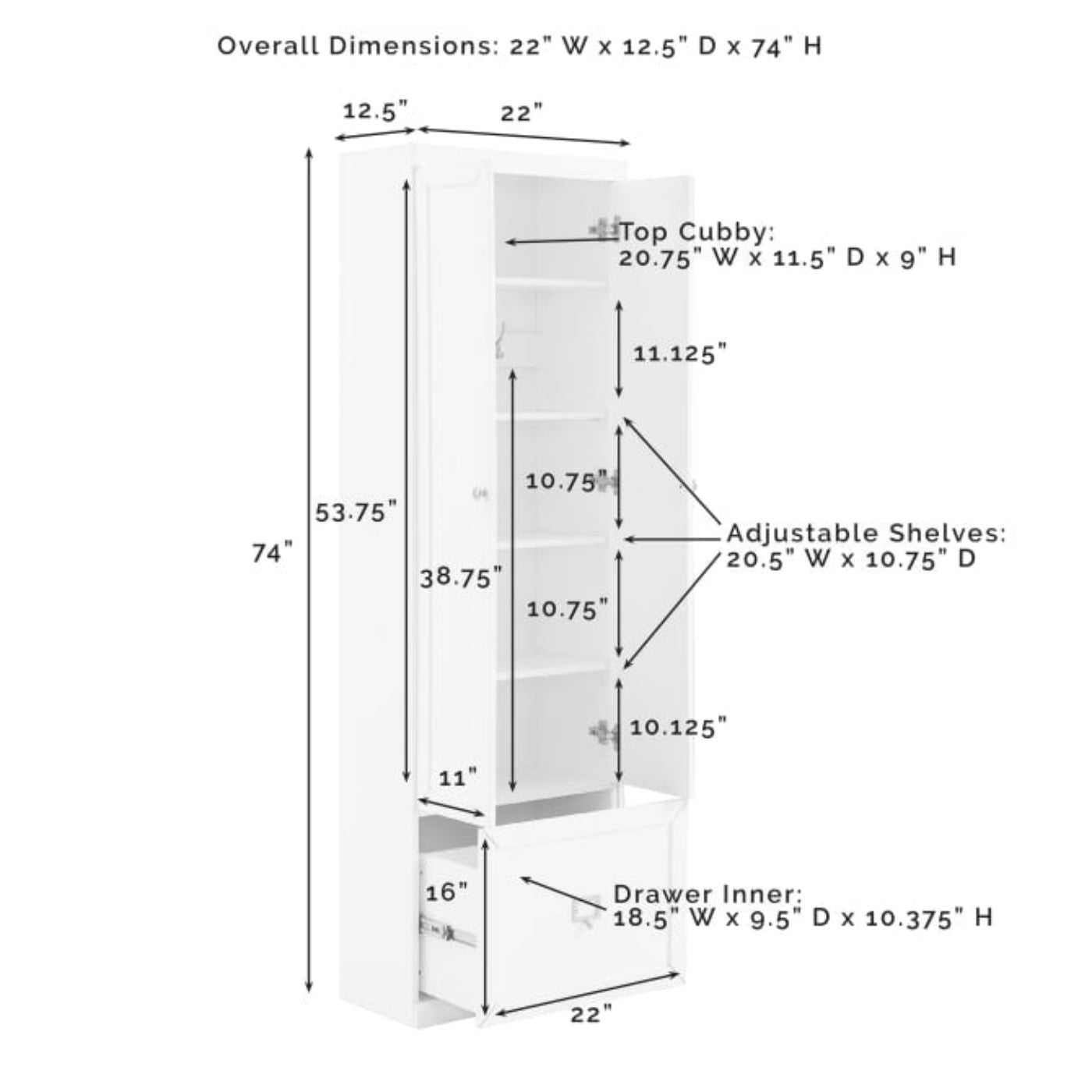 Crosley Harper 22 Inch Convertible Pantry Closet - CF6026