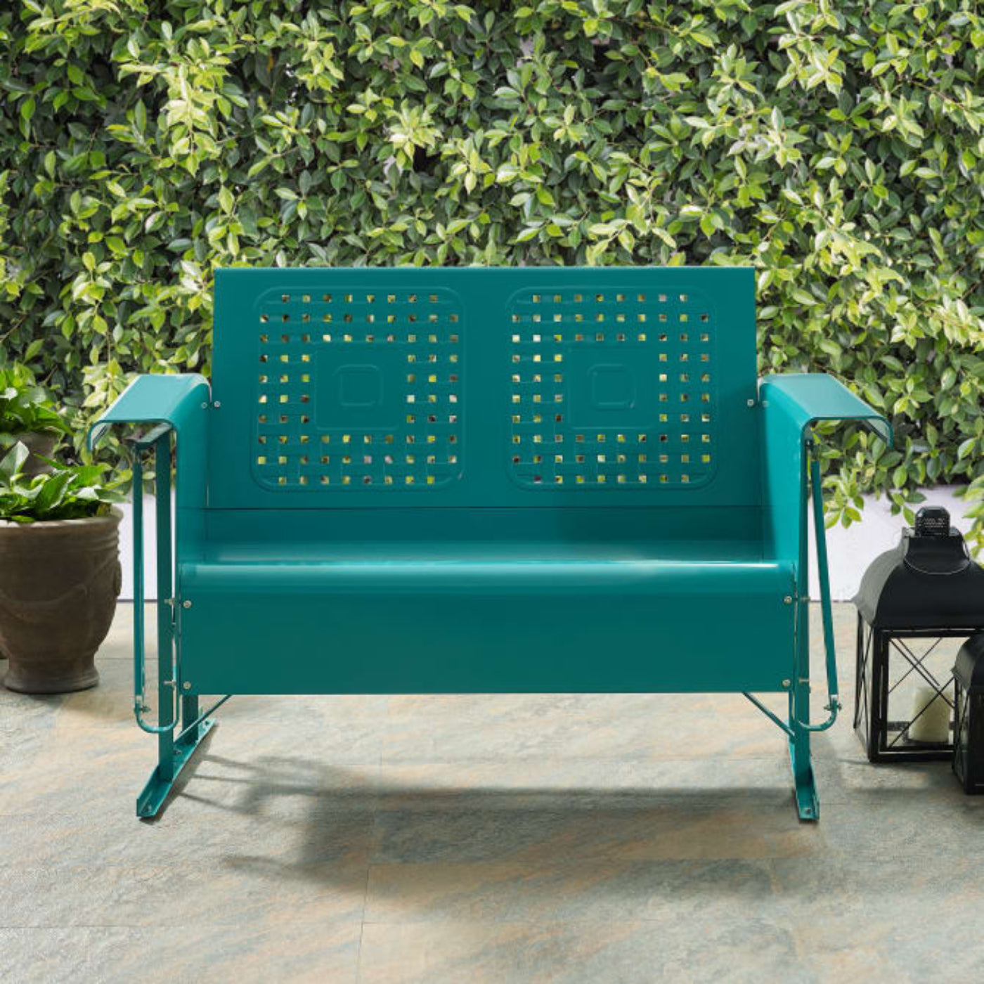 Crosley Bates 48 3/4 Inch Outdoor Metal Loveseat Glider - CO1024