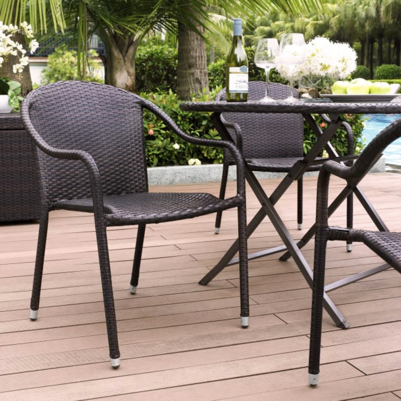 Crosley Palm Harbor 4pc Outdoor Wicker Stackable Chair Set - CO7109