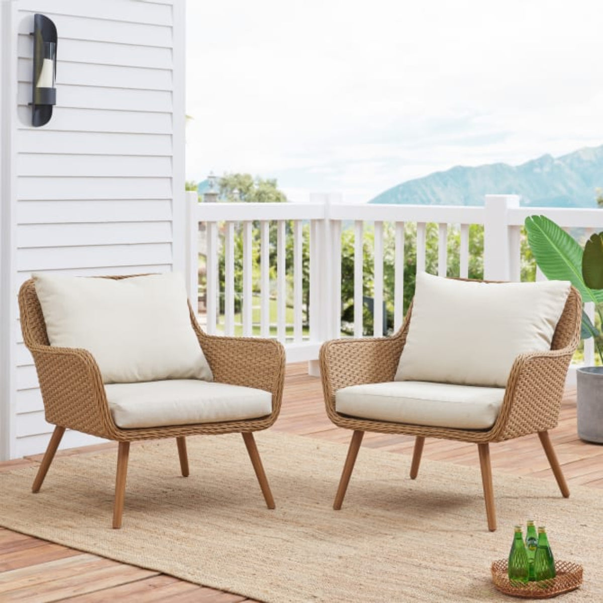 Crosley Landon 2pc Outdoor Wicker Chair Set Light Brown - CO7185-LB
