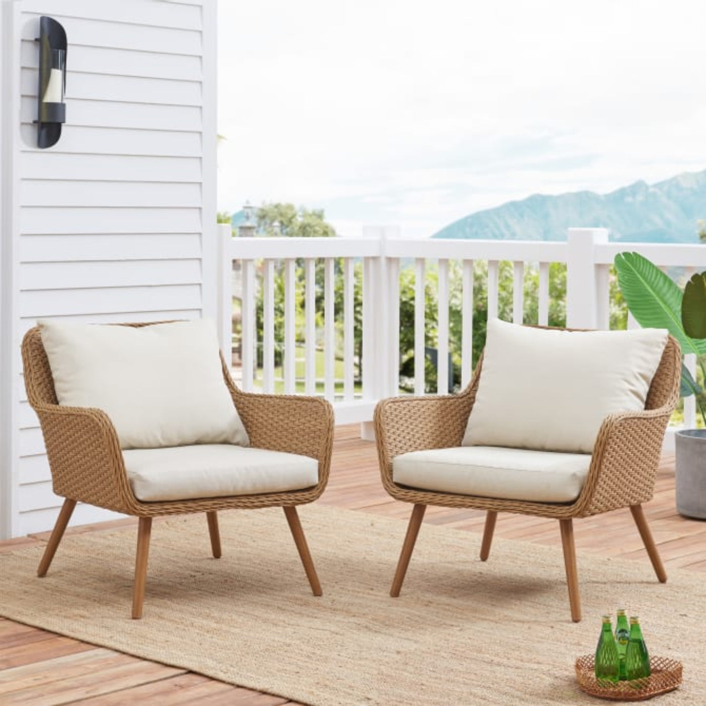 Crosley Landon 2pc Outdoor Wicker Chair Set Light Brown - CO7185-LB