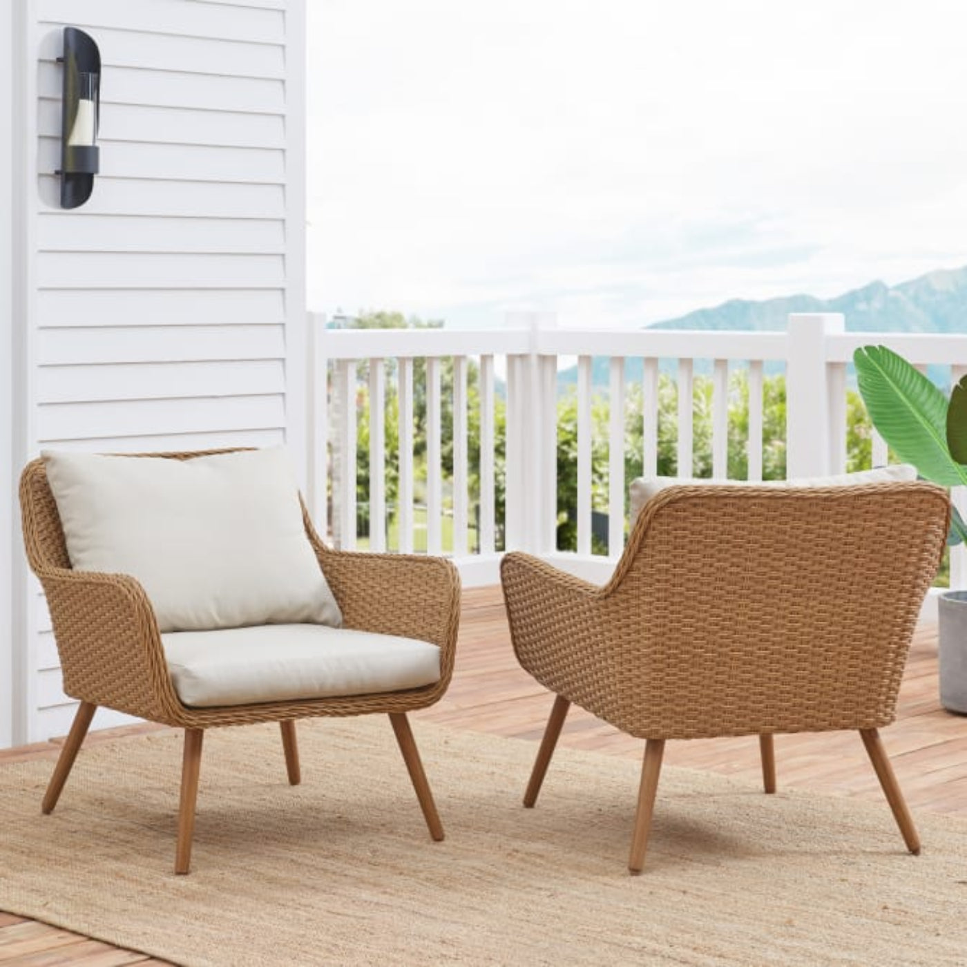 Crosley Landon 2pc Outdoor Wicker Chair Set Light Brown - CO7185-LB
