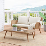 Crosley Landon 2pc Outdoor Wicker Conversation Set Oatmeal - CO7186-LB