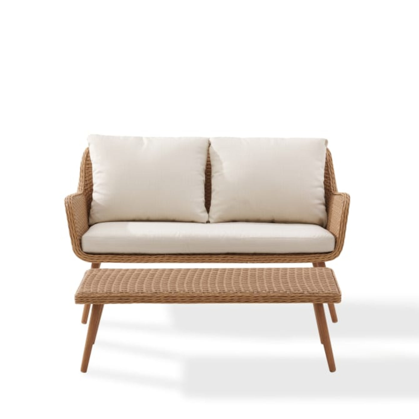 Crosley Landon 2pc Outdoor Wicker Conversation Set Oatmeal - CO7186-LB