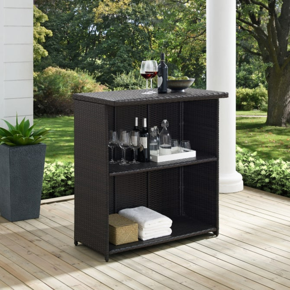 Crosley Palm Harbor Outdoor Wicker Bar Brown - CO7204-BR