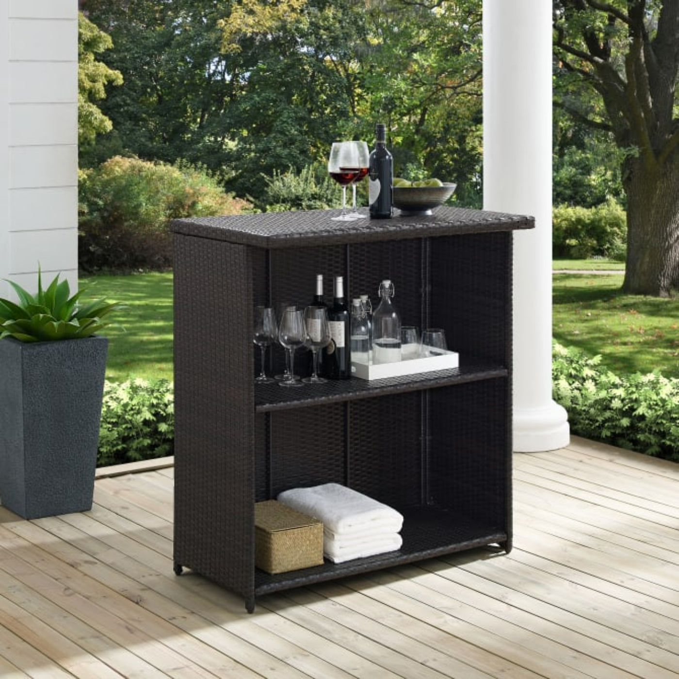 Crosley Palm Harbor Outdoor Wicker Bar Brown - CO7204-BR