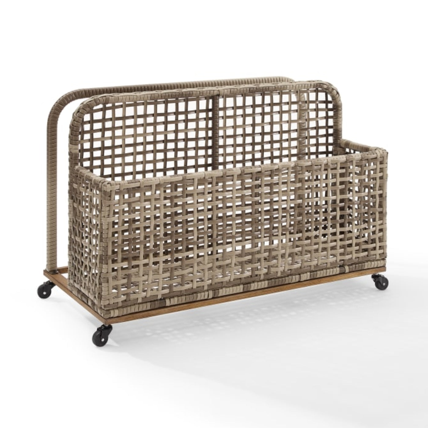 Crosley Ridley Outdoor Wicker And Metal Pool Storage Caddy - CO7308BR-GY